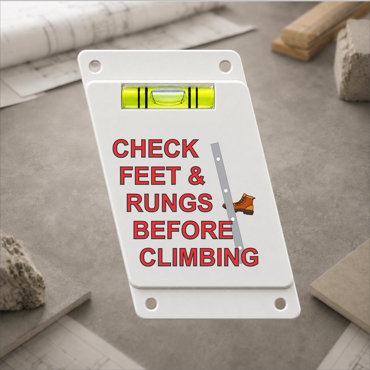 TrueSet™ 4:1 Ladder Angle Indicator with Pre-Printed Safety Messages - 12 Pack
